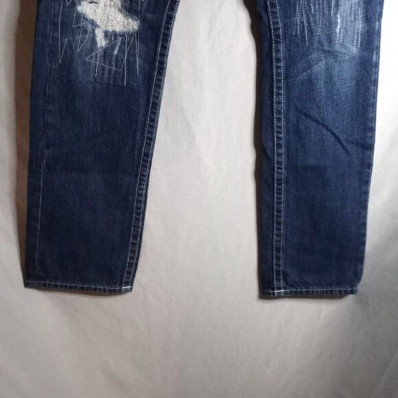 True Religion Slim Men's Distressed Dark Wash Denim Jeans Size 32x33 - Picture 7 of 12
